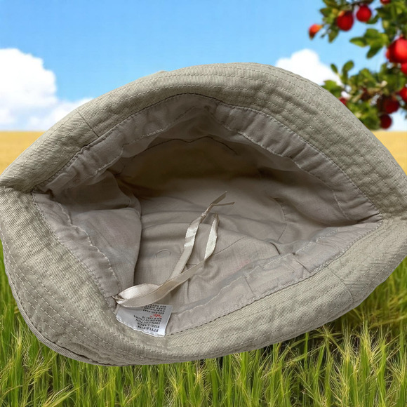 TLC Khaki Cotton Bucket Hat Cap Floral Embroidered Sz L Adjustable Chemotherapy - Picture 4 of 5